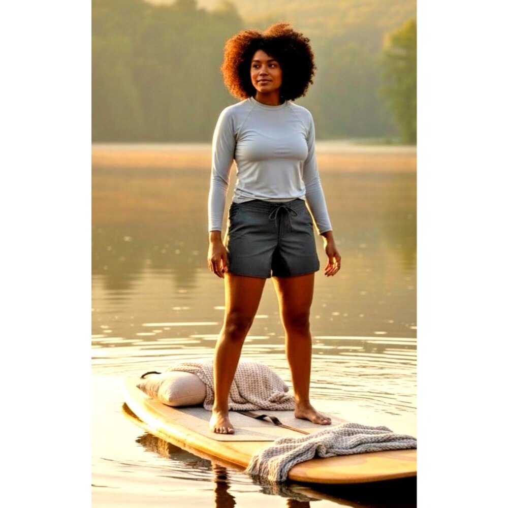 Carve womens NEW! black drawsting pocketed board shorts sz 14 summer travel